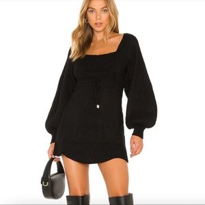 Free People Emmaline Mini Sweater Dress Black